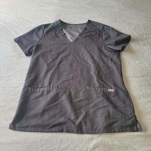 Figs Casma Three-Pocket Scrub Top Size Small Graphite Gray Medical Dental Nurse